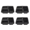 Dinnerware 10 Pcs Meal Container 3 Compartment Containers Black Disposable American Style