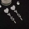 Дизайнерские серьги роскошные романтики, полные алмазов, любовь, сережки.