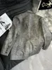 Giacca da donna in pelle SPENNEOOY primavera autunno moda ufficio signora colore grigio giacca colletto rovesciato bottone singolo
