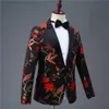 Czarno -czerwone vintage męskie druk marynarki elegancka męska kurtka mężczyzn PROM SUITS WINE TUXEDO TERNO MASCULINO Spring Blazer dla mężczyzn 20111256T