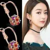 Boucles d'oreilles créoles multicolores en cristal, boule de verre, manchette, bijoux géométriques pour fête de mariage, cadeaux pour filles et femmes, vente en gros