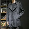 Men's Trench Coats Coat Men Long No Hood Notch Lapel Double Breasted Casual Peacoat Lightweight Thin Fall 230912