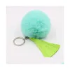 29 Färger 8cm Rabbit Pälsboll Tassel Keychain Mticolor Tassels Pompom Handväska Key Ring Car Pendant Keychains Drop Delivery