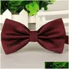 Bow Ties Solid Color Fashion Groom Men Plaid äktenskap Butterfly Business Sy Tie Drop Delivery Accessories Dhan4