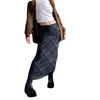 Jupes Femmes S Y2K Vintage Maxi Jupe Plaid Imprimé Motif Taille Haute Ajusté Années 90 E-Girl Streetwear