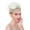 ケチなブリム帽子女性の花の魅力者ハットカクテルメッシュヘアアクセサリーブライダルウェディングエレガントな魅力的なクリップhe175a