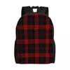 Sac à dos noir et rouge Tartan Plaid motif écossais 15 pouces ordinateur portable décontracté voyage scolaire