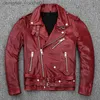 Men's Fur Faux Fur Spring 100% Genuine Soft Sheepskin Tanned Leather Jacket Mens Wine Red Motorcycle Jackets Male Motor Clothing Biker Jacket L230913