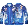 Luksusowe projektanci sukienki męskie koszule Najwyższej jakości moda nowa Casablanc Summer Casual Printed Shirt Homme Male Slim Fit Short S196Y