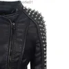 Erkekler Kürk Sahte Kürk Kadın Deri Ceket Yeni Çiviler Yıldızlar İnce Bimetal Gümüş Perçin Metalik Ceket Pu Punk Biker Deri Katlar SX01 Y201012 L230913