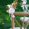 Flores decorativas cadeira traseira flor pano de seda multicolorido plástico atmosfera de local de casamento