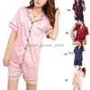 Damen Schlaf Lounge Sommer Sexy Frauen Seidensatin Pyjama Set Zweiteilige Pj Sets Nachtwäsche Nachtwäsche Loungewear Button-Down Pj SetsL230913