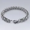 Bracelets à maillons faits à la main en argent épais pour hommes, chaîne en corde en acier inoxydable pour hommes
