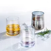 Copas de vino GIANXl Glitzy Whisky Glass Transparente Espesar Copa inferior Leche Cerveza Jugo Té Café Drinkware