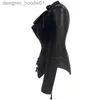 Pelliccia da uomo Pelliccia sintetica Moda Donna Liscia Moto Giubbotti in ecopelle Donna Manica lunga Autunno Inverno Biker Streetwear Cappotto nero 211215 L230913