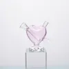 Wholesale High Quality 80mm Mini Heart Shape Pink Customizable Glass DAB Rig Glass Water Hookah Pipe Pink Glass Bong