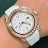 Diamond Watch Erkek Kırmızı Kol saati Otomatik Mekanik Saatler Kauçuk Kayış Montre De Luxe Su Geçirmez 40mm