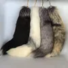 40cm 16 Real Fox Fur Tail Keychians Cosplay Toy Keyrings Car KeyChain Bag Charm Tassels256Z