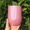 Nuova tazza da caffè tumbler glitter da 12 once con coperchio Tazze da vino iridescenti in acciaio inossidabile Bottiglia isolante a forma di uovo