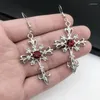 Dangle Earrings Y2k Aesthetic Gothic Punk Cross Hip Hop Rock Egirl Grunge Red Oil Drip Crystal Drop Goblincore Alt Accessories