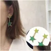 5 Colours Star Pendant Charm Earrings Leather Face Color Cut Up And Down Double-Deck Holiday Gifts Are Simple Elegant Drop Delivery