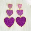 Long Tassel Heart Drop Earrings for Women Girl Korean Y2K Cool Big Rose Color Simple Elegant Jewelry Birthday Gift