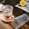 Vidrio glaciar esmerilado de fondo grueso, adecuado para beber agua, jugo, cócteles, vino, cerveza y whisky de forma transparente, con dos capacidades