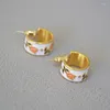 Hoop Earrings Brass Gold-plated Handmade Enamel Tulip Flowers Simple Temperament 925 Silver Needle Female