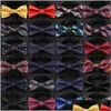 Bow Ties Christmas Tie Mens Fashion Black Knot Bowtie Business Wedding Men Formal Necktie For Accessories Drop Delivery Otze6