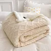 Blankets Plaid Warm Bed Blanket Adults Children Lamb Wool Blankets Solid Color Nap Air Conditioning Blanket Soft Batch Shoulder Blanket 230912