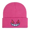 Berretto/Teschio Anime Evil Occhi Rossi Grande Sorriso Viso Berretto Ricamato Cappelli Hip Hop Lavorati a Maglia, Cappello Beanie Alla Moda Divertente Sci Invernale Slouchy Caldo Berretto di Ognissanti 18 Colori