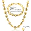 Ohrringe Halskette Edelstahl Kaffeebohnen Armband Set für Männer Frauen 7/9/11 mm Goldfarbe Marina Link Kette Schmuck Sets Lks252 Dr Dhin0