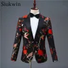 Czarno -czerwone vintage męskie druk marynarki elegancka męska kurtka mężczyzn PROM SUITS WINE TUXEDO TERNO MASCULINO Spring Blazer dla mężczyzn 20111256T