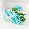 Decorative Flowers Silk DIY Camellia Artificial Small Rose Bride Bouquet Xmas Party Decor Faux Fake Wedding Home Decoration