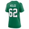 Women's Football Jersey Jalen Hurts 1 Brown 11 Devonta Smith 6 Jason Kelce 62 Kelly Green Throwback Legand Lady Size S-XXL Stitched Jerseys Green Black White Color