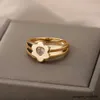 Bandringe Schädel Schädel schwarze Zirkonringe für Frauen Männer Stahl Gold Farbe Finger Ring Paar Hochzeit Boho Schmuck Anillos Mujer R230913