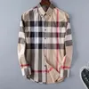Mens Casual Business Shirt Burrery Men Camisas De Hombre Fashion geometric check print short sleeve lapel business versatile