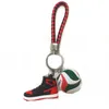 Keychains Lanyards 3Pcs/Sets Sile 3D Sneaker Ball Rope Keychain Basketball Football Volleyball Sport Shoes Keycring Bag Keychains For Men Women Fashion Drop De