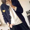 Tricots pour femmes Tees ont des yeux jouent femmes et hommes pull printemps automne broderie coeur japonais simple boutonnage à manches longues lâche cardigan décontracté 230912