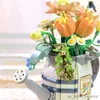 Blocks Creative Watering Can Potted Plant Building Blommor Flower Potted Bouquet DIY Home Decoration Toys for Girls Gift R230913