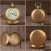 Pocket Watches Vintage Retro Copper Watch Men Alloy London Mechanical With Metal Chain Steampunk Roman1 Drop Delivery Otgwm