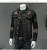 American Classic Lapel Neck Washed Coat Jean Button Pocket Outerwear Man Denim Jacket Black Slim Fit Embroidery 4XL