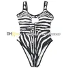 Zebra impressão roupa de banho feminina sem costas maiô sexy push up maiô uma peça swim wear