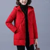 Trench da donna 2023 Inverno Corea Elegante con cappuccio Solid Zipper Parka Ladies Fashion Casual Loose Cotton imbottito Top A26