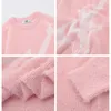 Pull tricoté pour hommes, Streetwear, Harajuku, basse, pelucheux, Hip Hop, décontracté, ample, à la mode, rose, noir, 2023