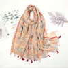 Scarves Fashion Luxury Brand Aztec Floral Tassel Viscose Shawl Scarf Lady High Quality Wrap Pashmina Stole Bufandas Muslim Hijab 230831