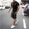 Men's Tracksuits Summer Beach Sets Print Short Sleeve T-shirts Shorts Two Piece Casual Tracksuit Men Street Fashion Outfits 2 PC Sportswear