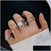 Cluster Ringe Kpop Retro Gothic Silber Farbe Herz Metall Ring für Frauen Mädchen Vintage Y2K Kristall Offene Punk Geometrie Party Schmuck Drop Dh0Kf