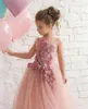 Sukienki dla dziewczynek uroczy kwiat na ślub spaghetti koronkowe kwiatowe aplikacje Wzmocne spódnice dziewczyny