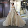 2022 Luksusowe długie rękawy Suknie ślubne syreny z odłączonym pociągiem Vintage High Szyja Muzułmańska suknia ślubna Plus Rozmiar